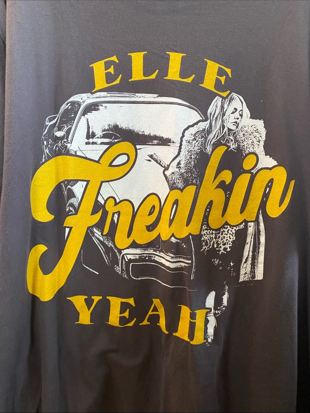 Elle King Charcoal Short Sleeve Graphic Tee with Yellow Print - Picture 5 of 5